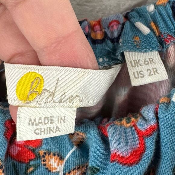 Boden Ruffle Neck Jersey Paisley Belted Romper - Picture 9 of 10